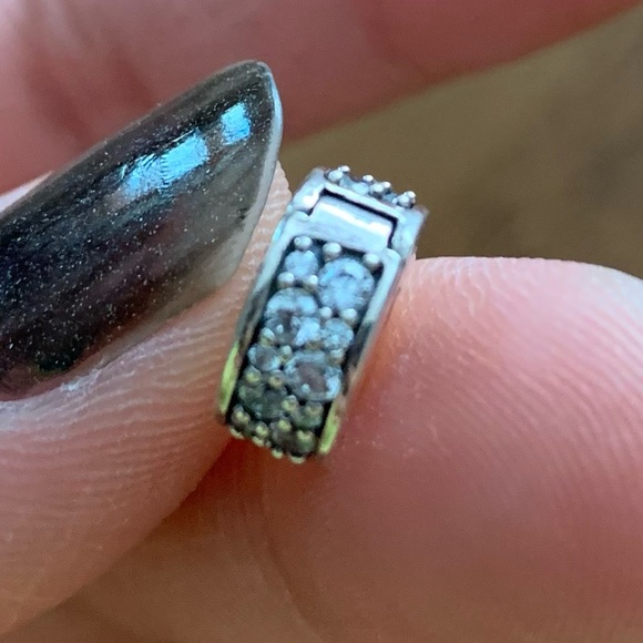 Authentic Pandora CZ Bling Sparkling Charm Safety Clip Stopper Spacer - Picture 4 of 7